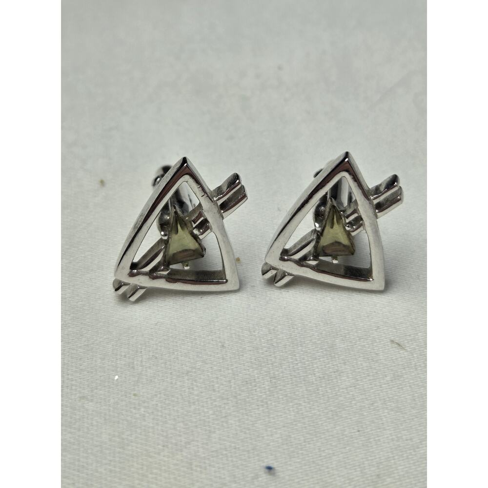SONNY Vintage Triangle Silver Bullet Back Cufflinks Signed Metal Men